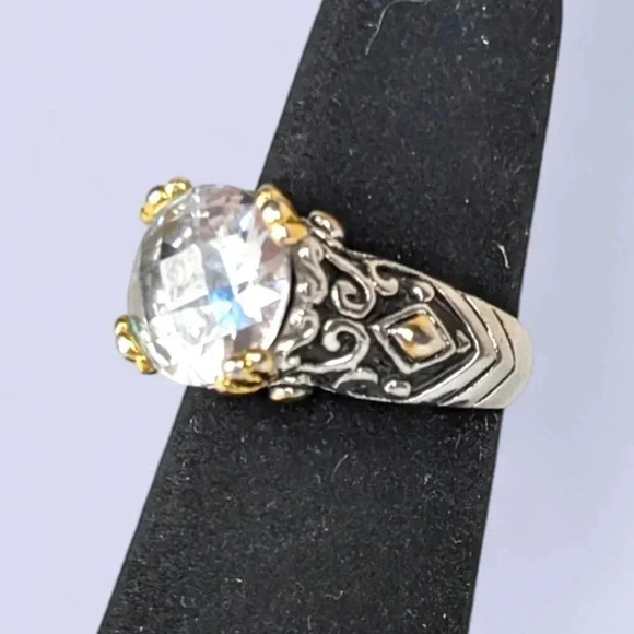 Premier Design Silver and Gold Tone CZ Statement  Ring - Picture 3 of 8